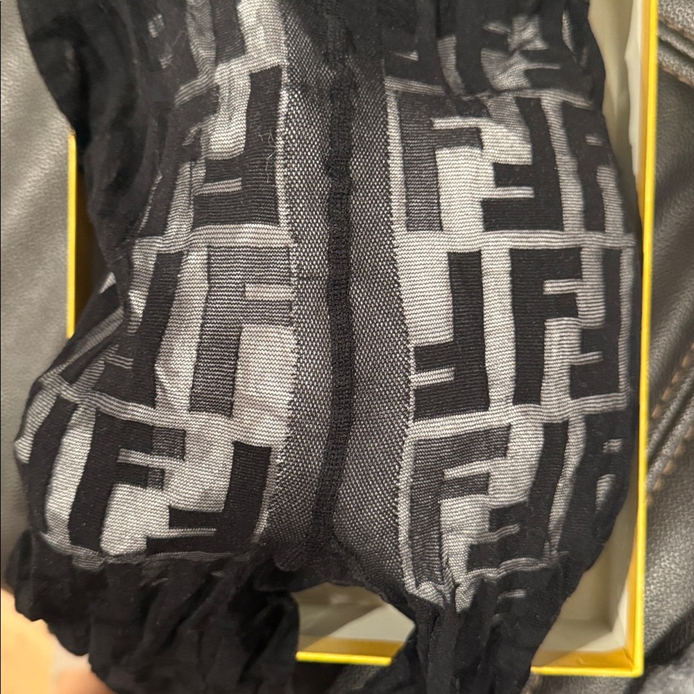 Fendi Black Sheer Tights with Logo Size S